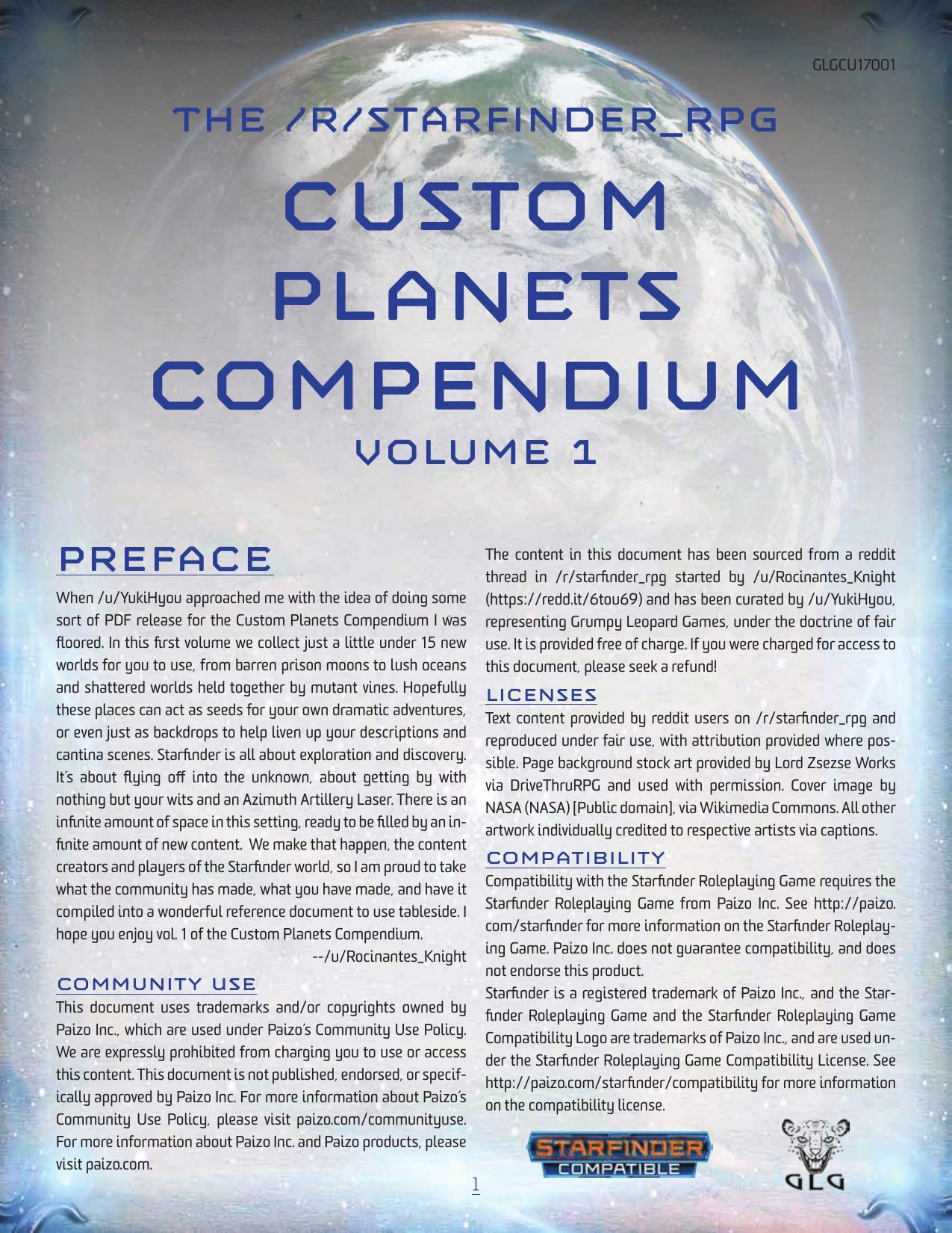 Custom Planets Compendium Volume 1