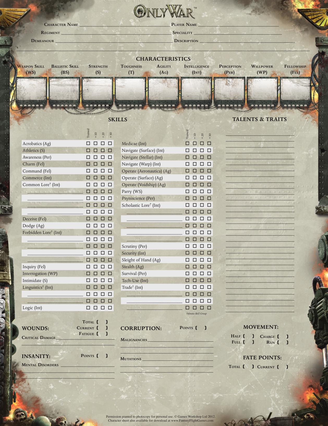 Only War Character Sheet (high-res)