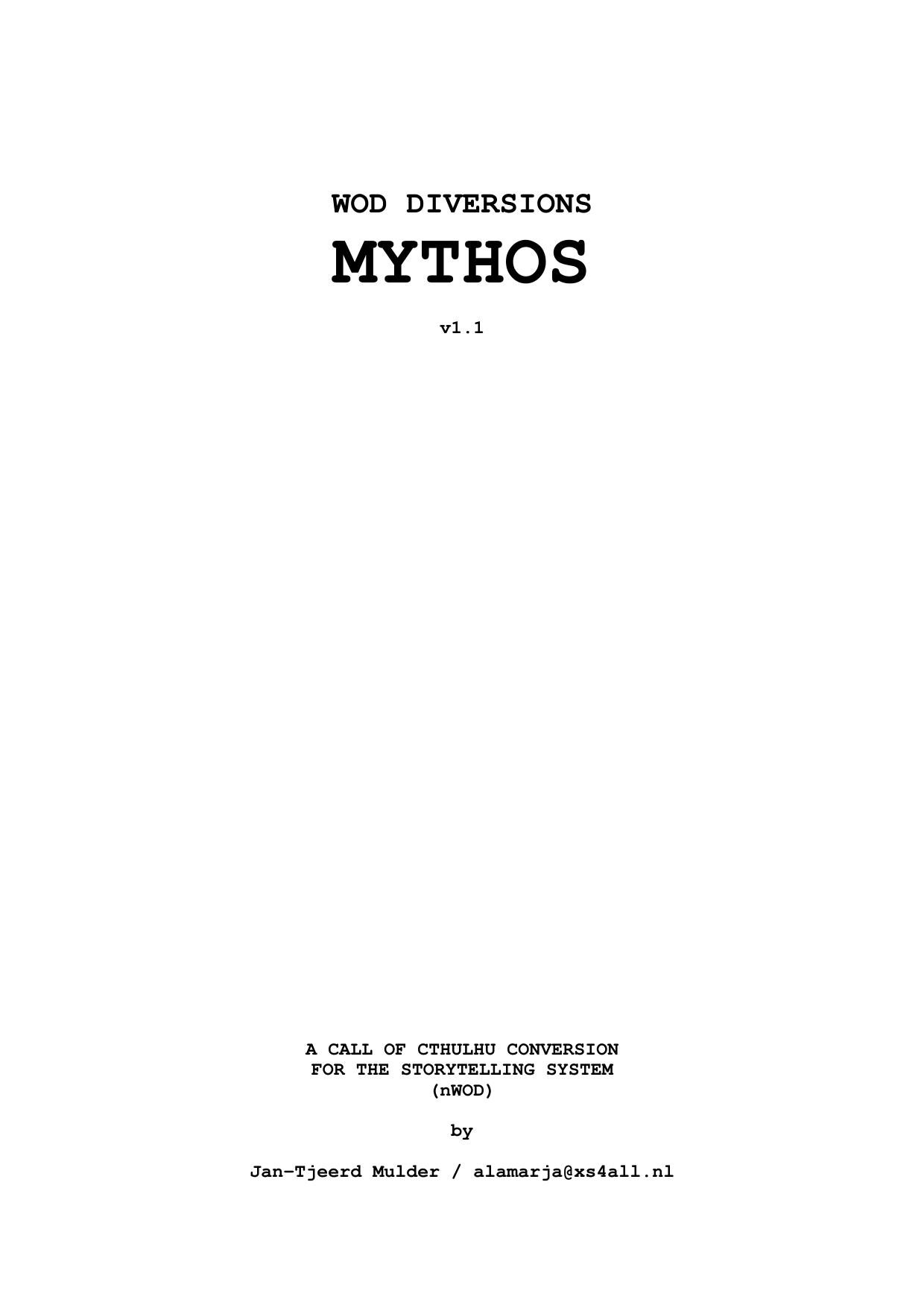 nwod mythos