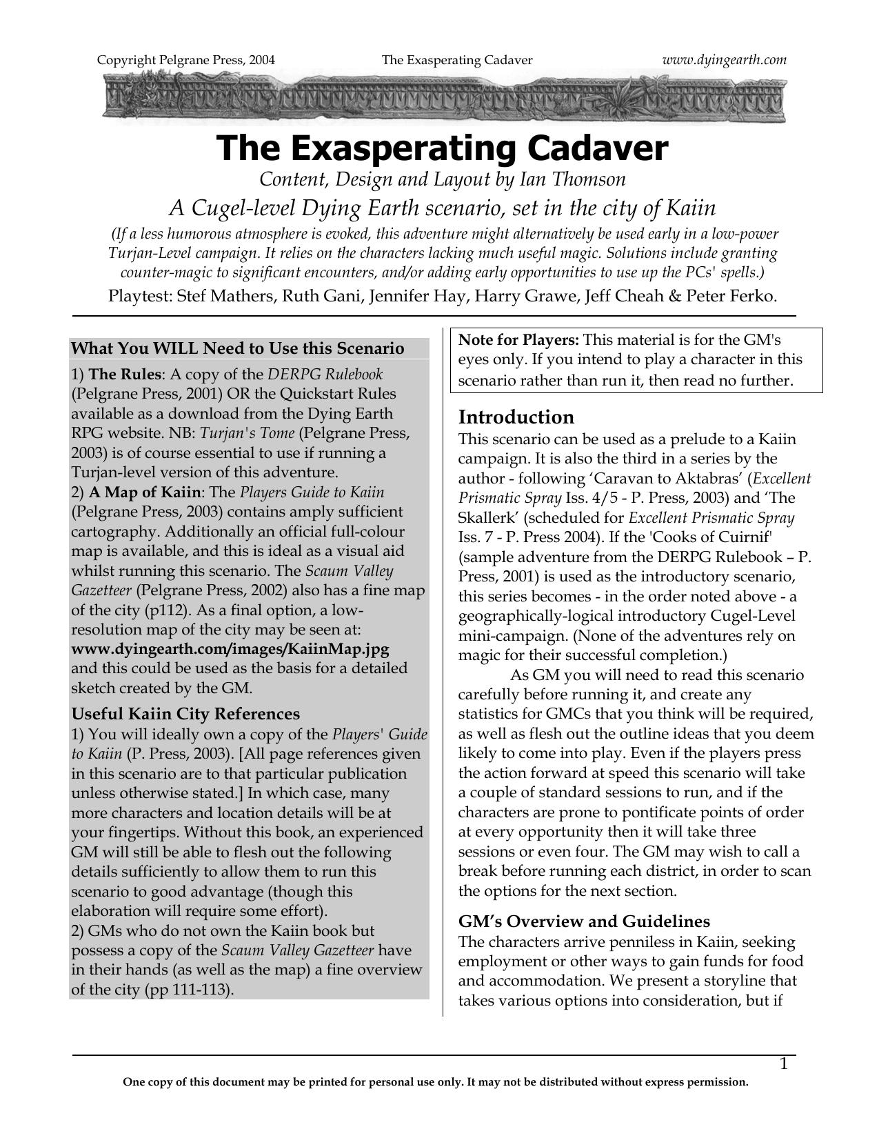 The Case of the Exasperating Cadaver