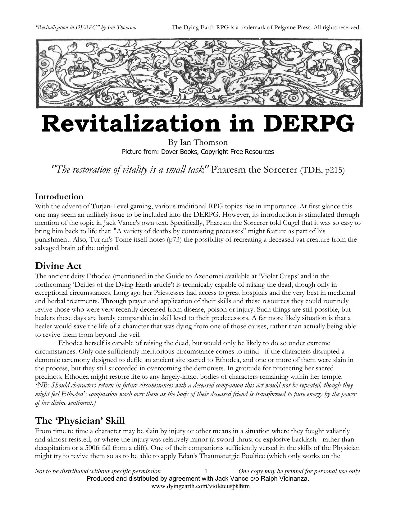 Revitalization Dying Earth