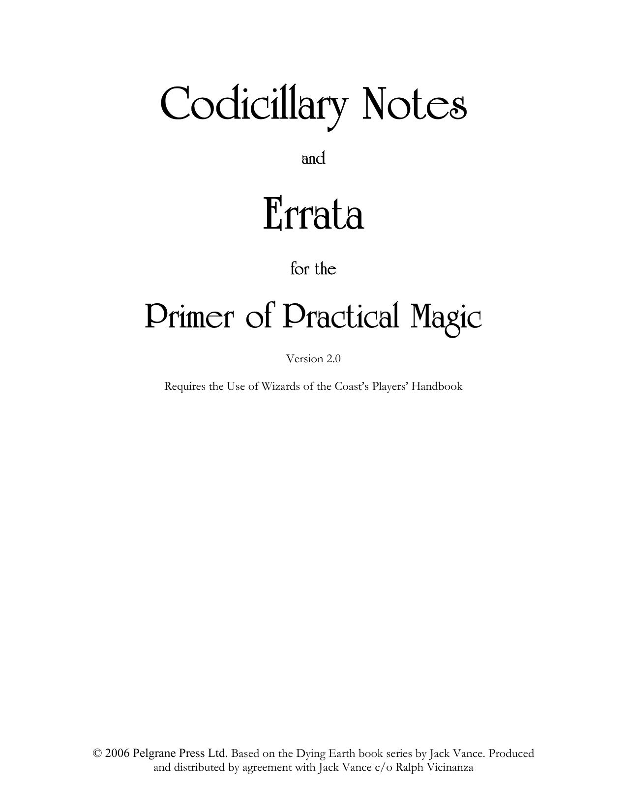 PEL009 Primer of Practical Magic
