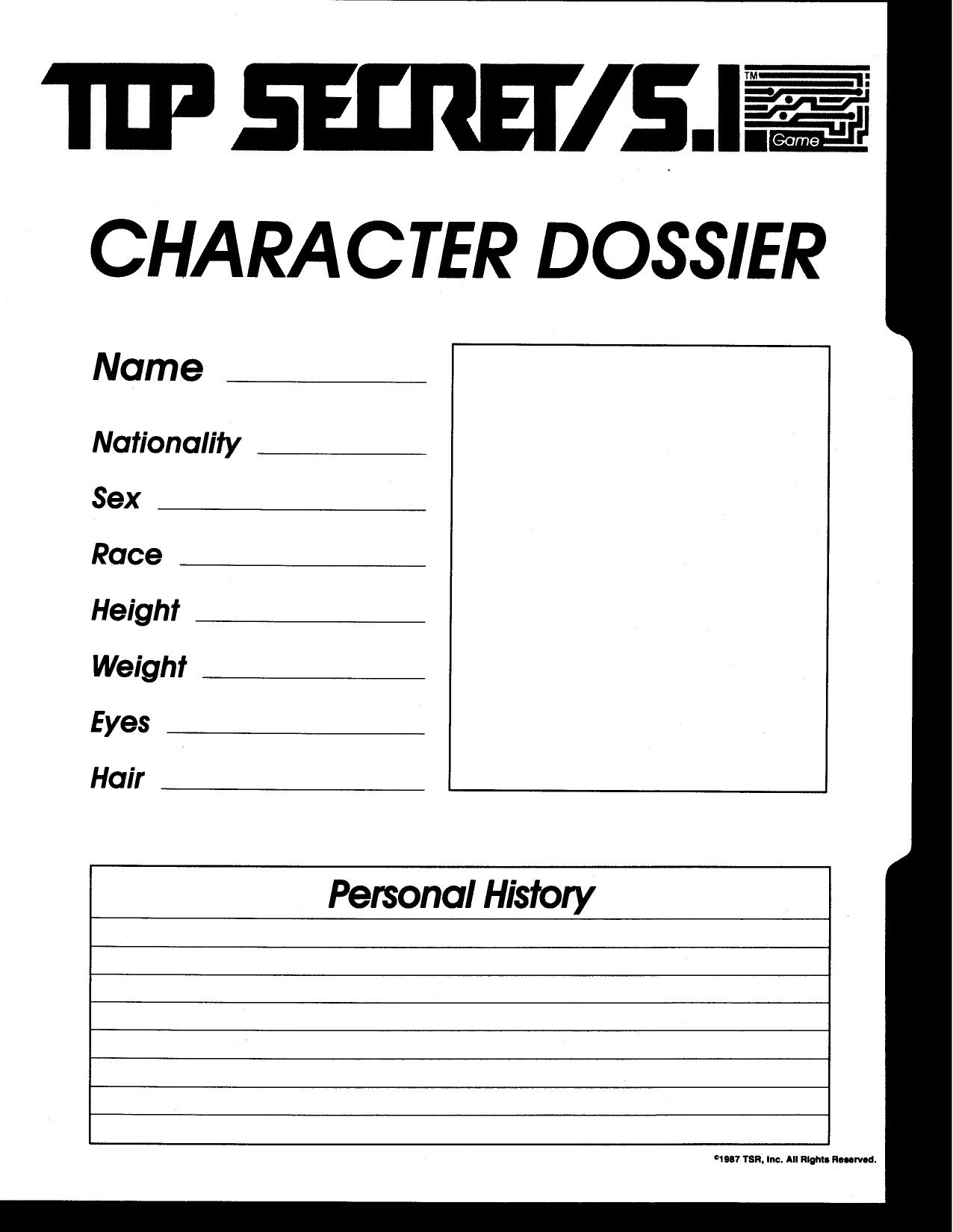 TSR-7620 Character Dossier
