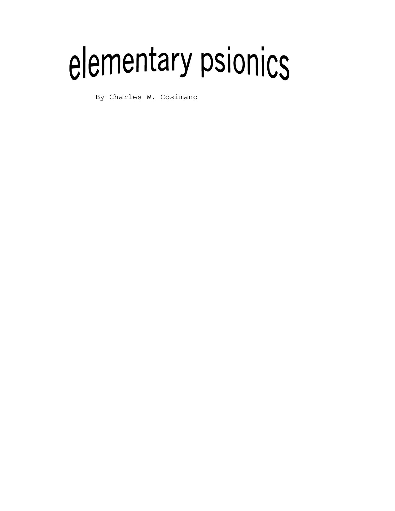 Elementary Psionics