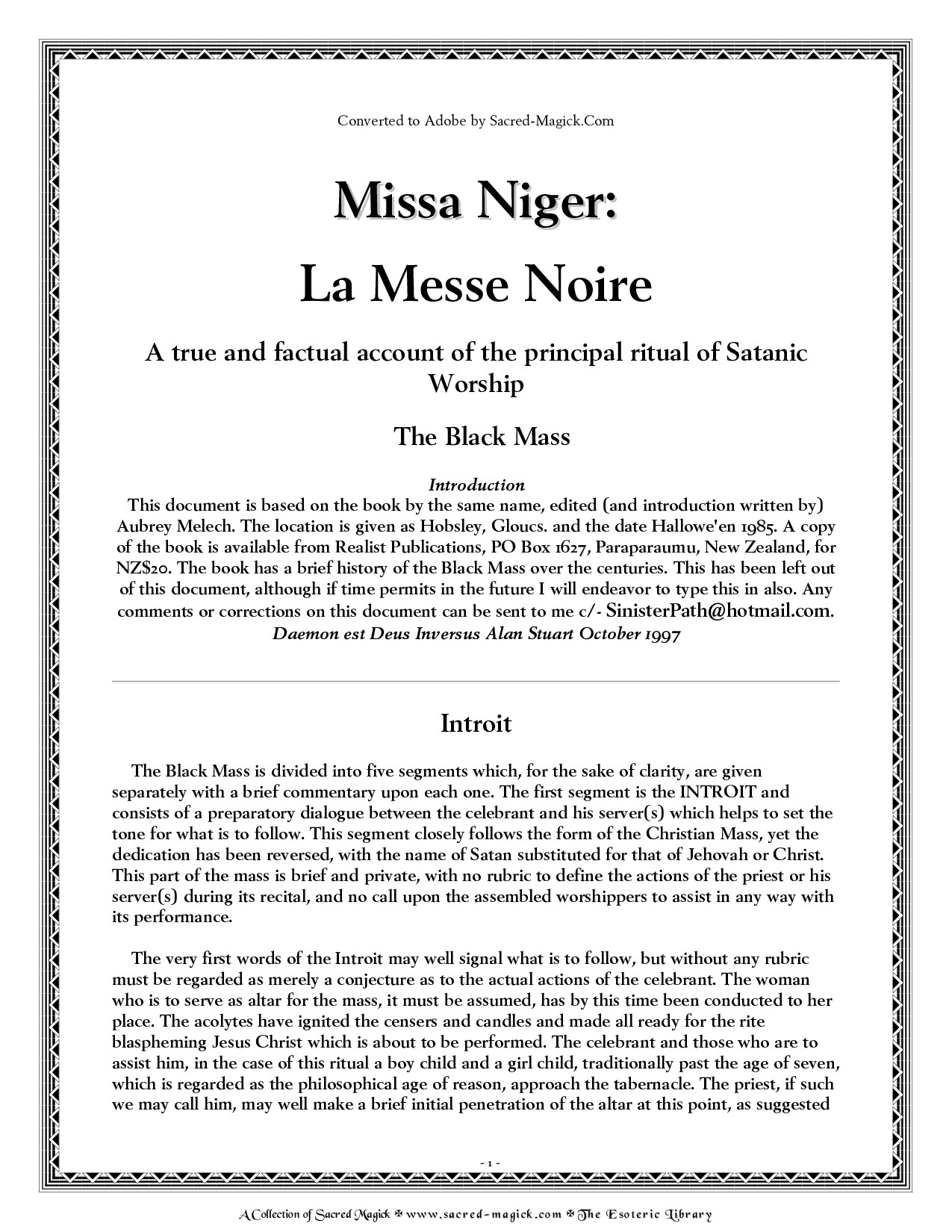 La Messe Noire - The Black Mass