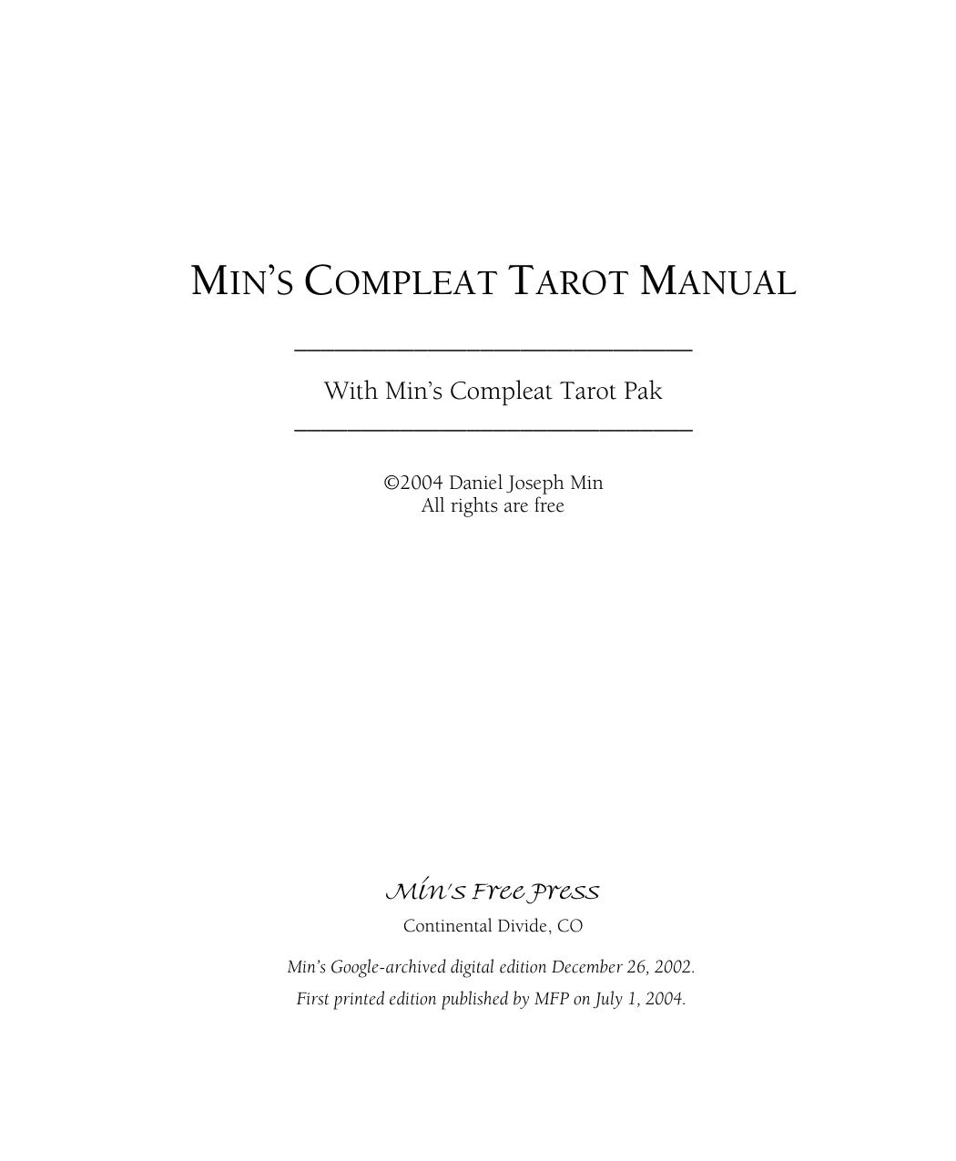 Min's Compleat Tarot Manual