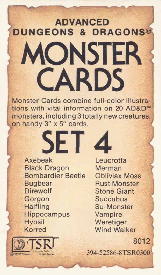 TSR 8012 Monster Cards Set 4