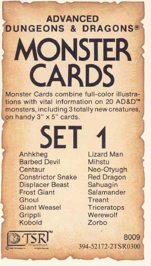 TSR 8009 Monster Cards Set 1