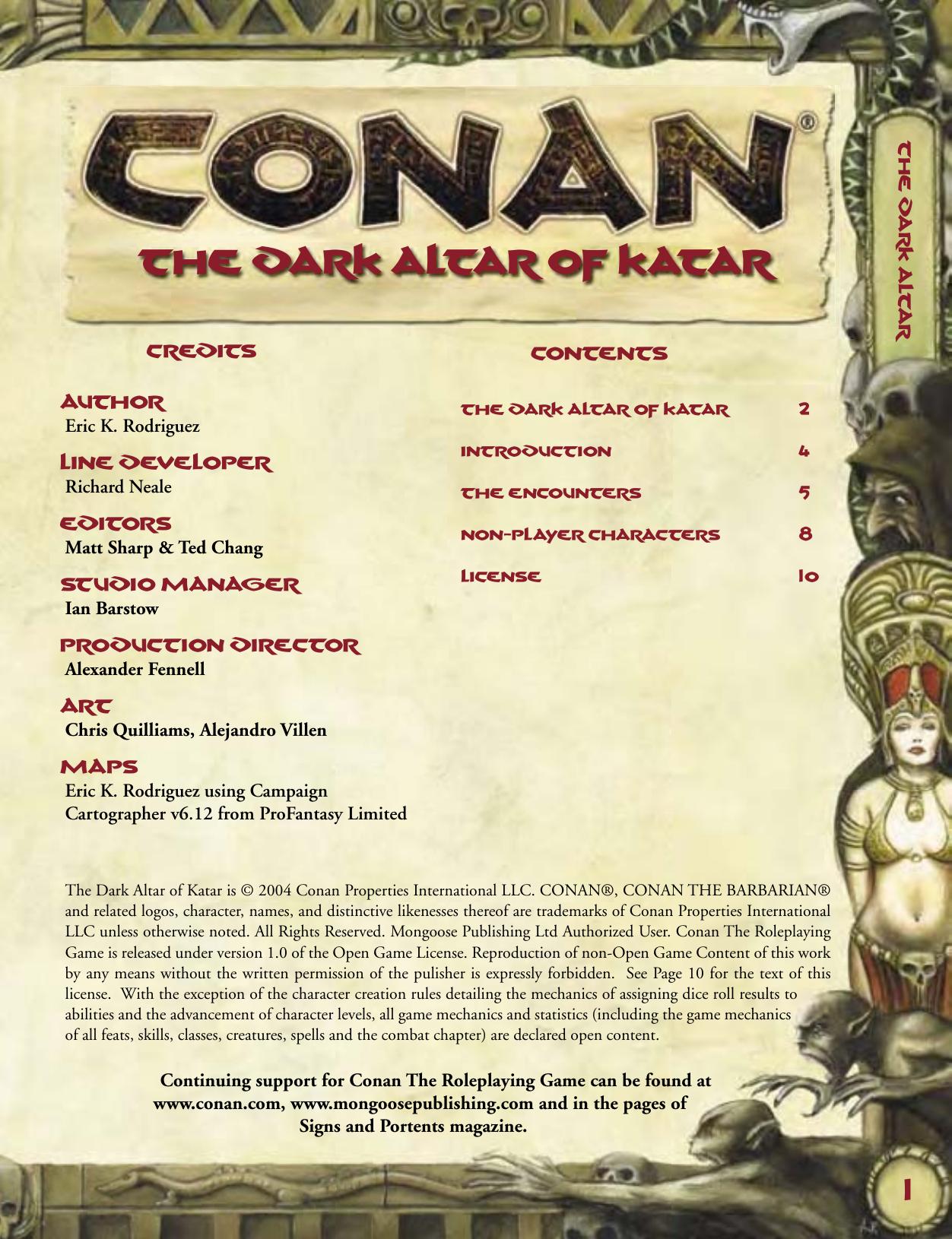Conan D20 1e The Dark Altar of Katar