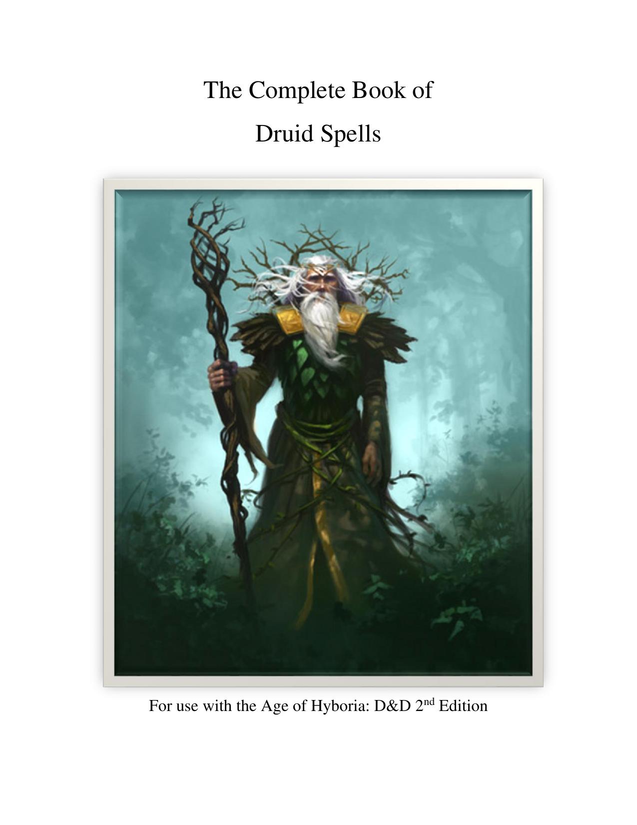 Druid Spells for Age of Hyboria (AD&D 2e)
