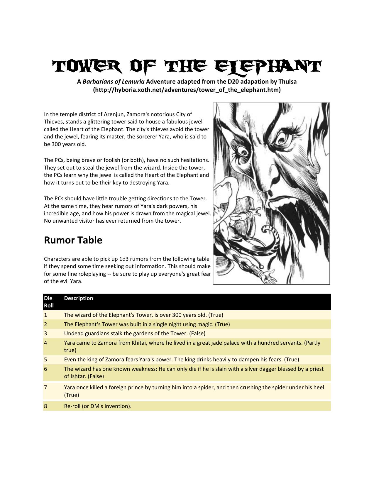 Barbarians of Lemuria Tower of the Elephant