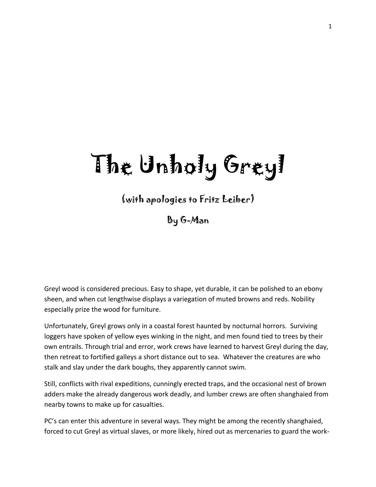 The Unholy Greyl (BoL)