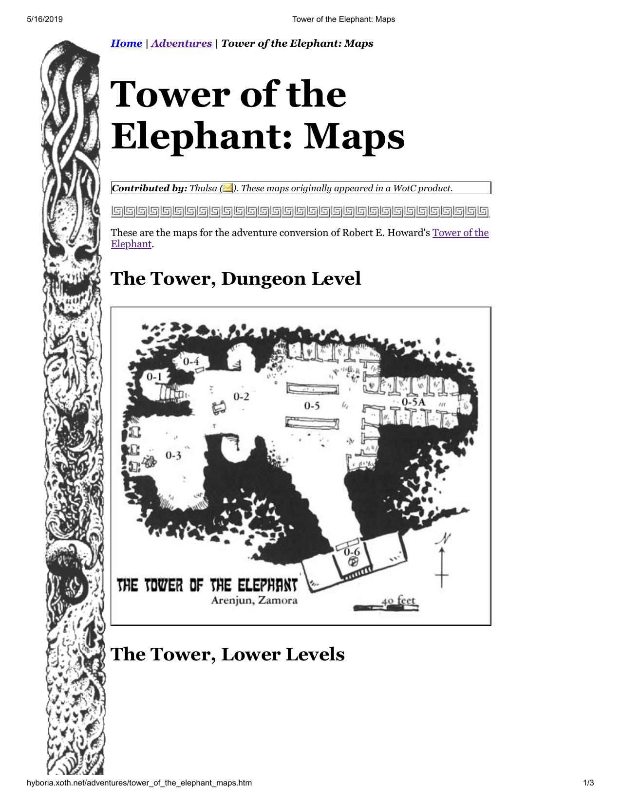 Conan D20 Tower of the Elephant Maps