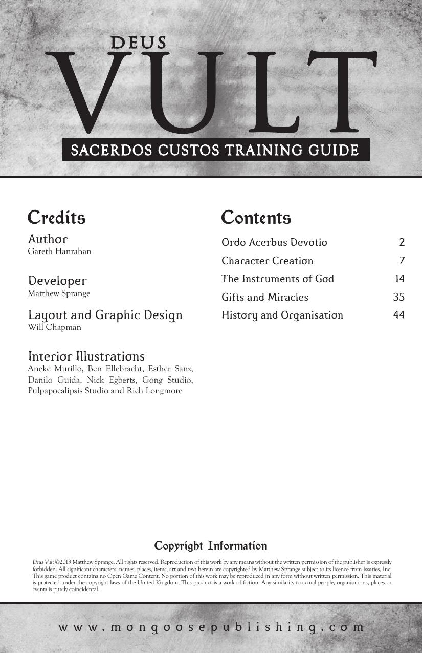Legend Deus Vult Sacerdos Custos Training Guide
