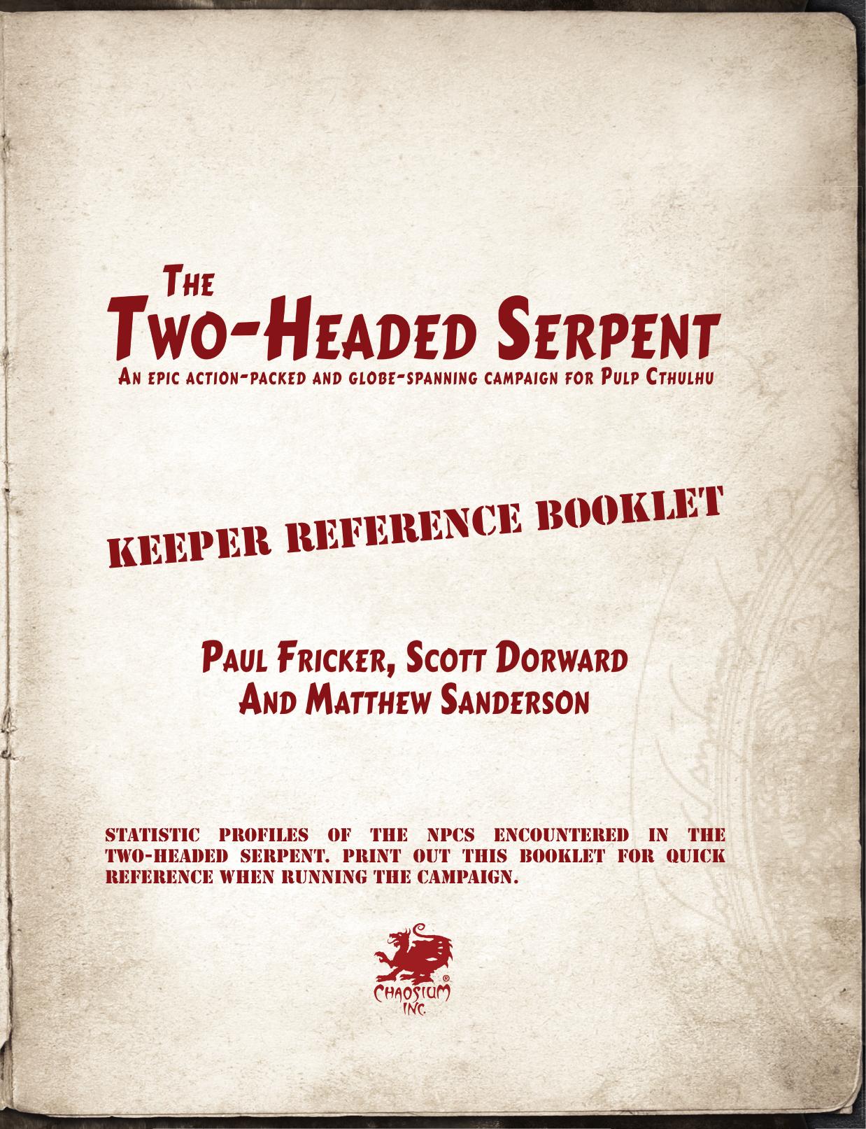 The Two-Headed Serpent Keeper Reference Booklet.indd