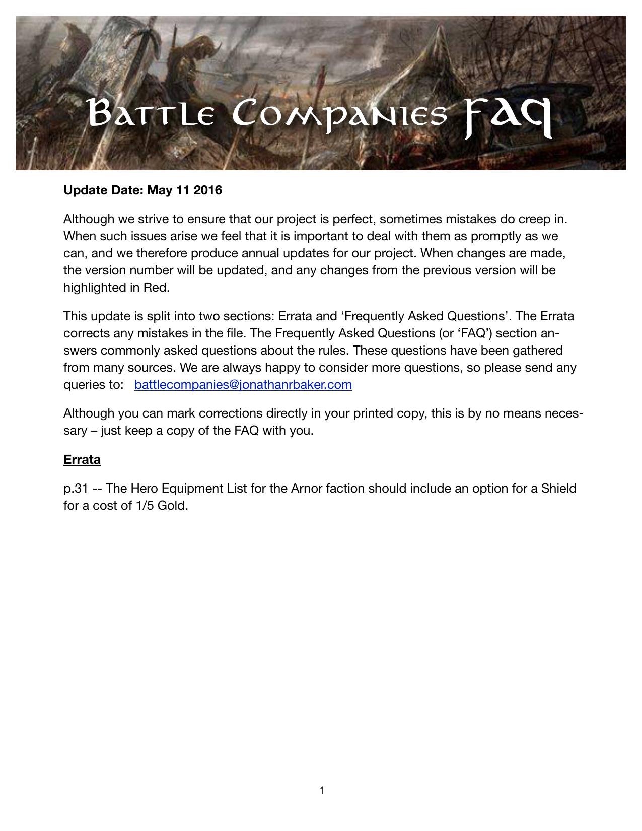 Battle Companies FAQ